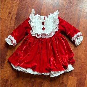 Red Velvet and White Toddler Christmas Holiday Dress Santa Mrs. Claus